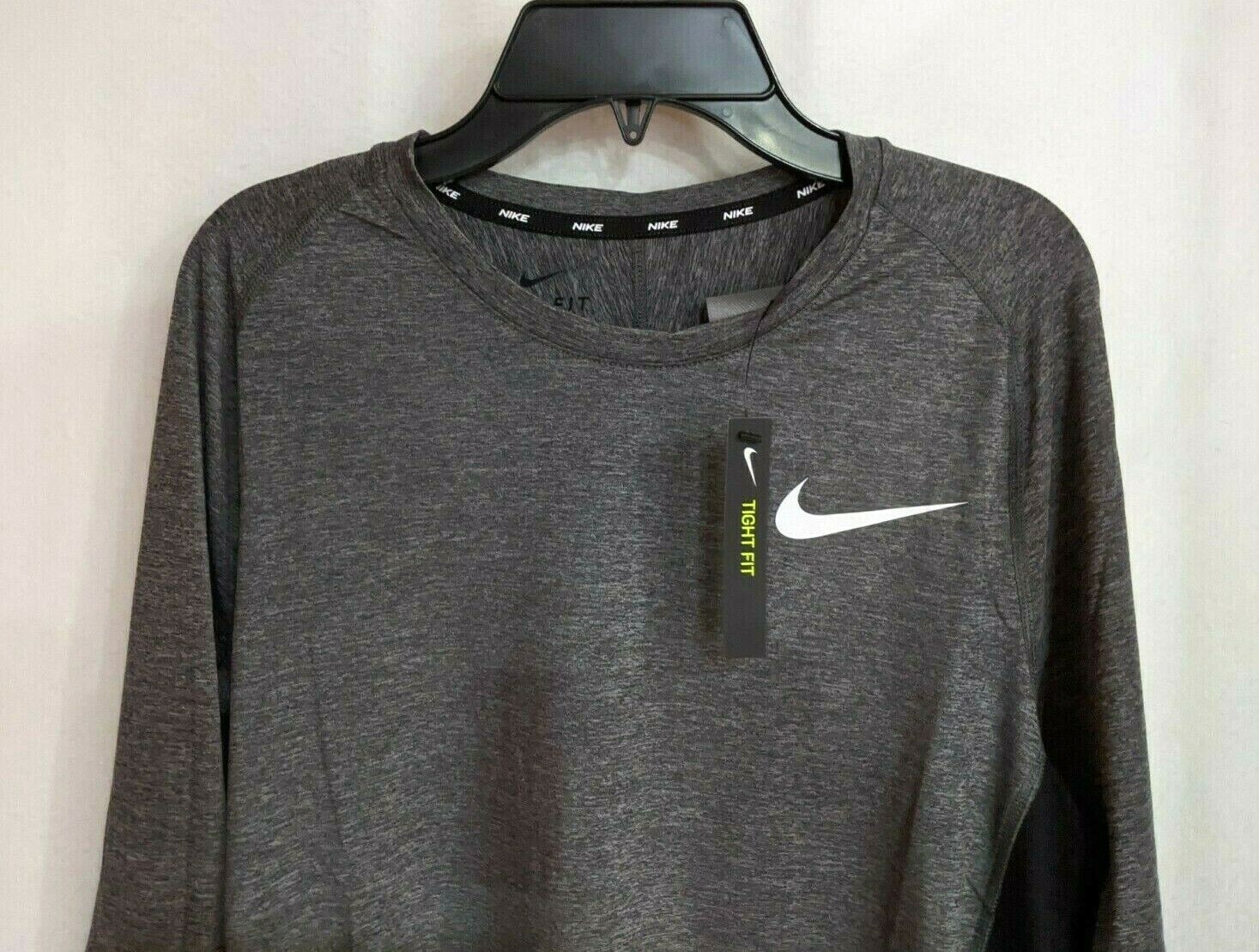 Nike Men's Victory Charcoal/Black Long Sleeve Training Top (CU4097-010) Size M gallery