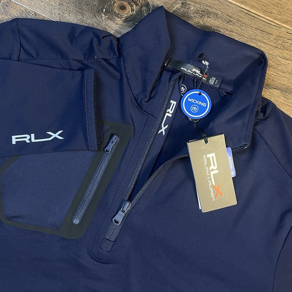 RLX Ralph Lauren Luxury Performance Jersey 1/4 Zip Pullover Blue Small New $125