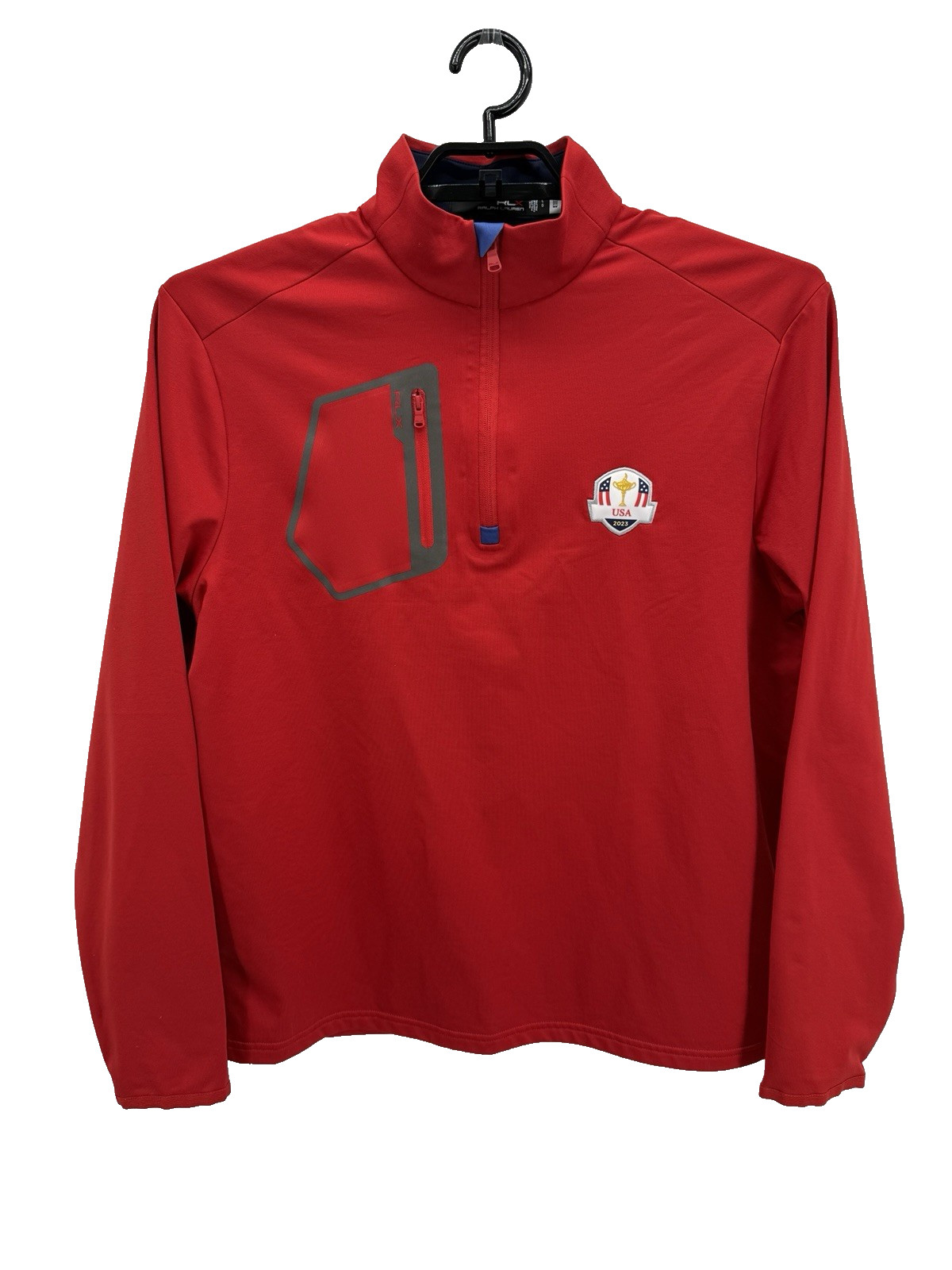 RLX Ralph Lauren Mens 2023 Ryder Cup Quarter Zip Pullover Top Red Large Golf gallery