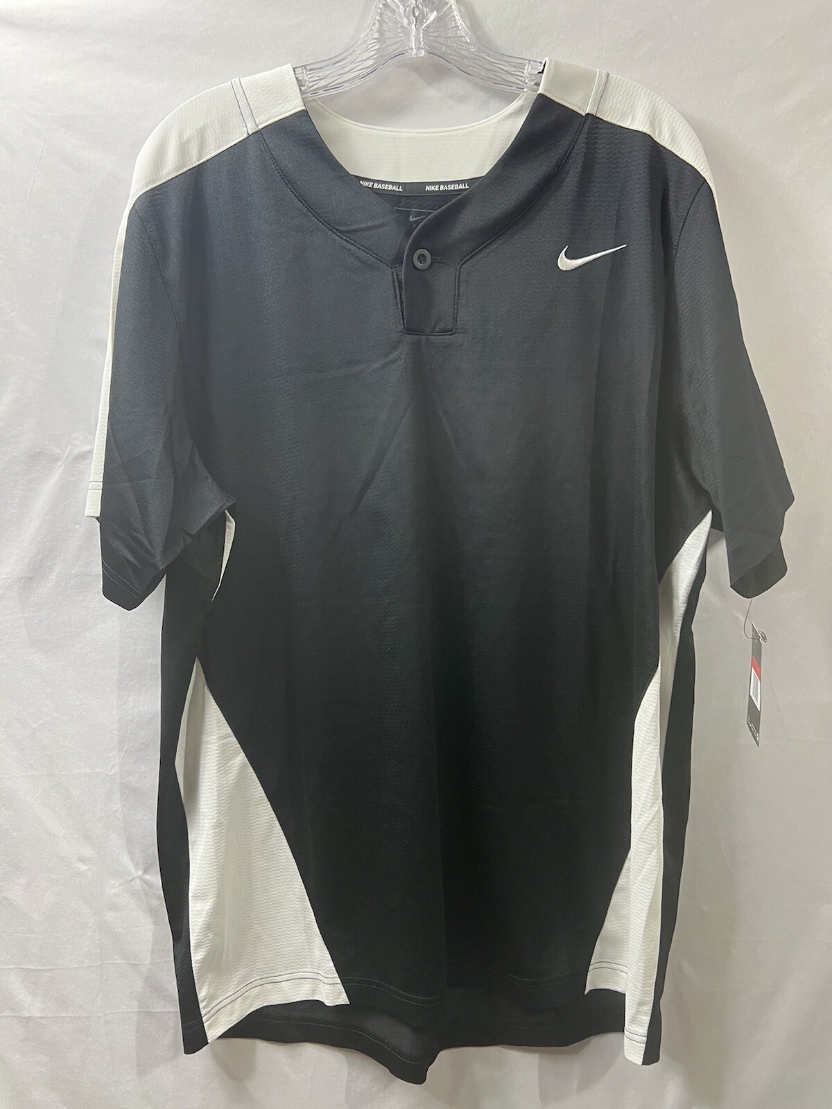Nike Team Baseball Practice One Button Henley Men's Large Black White BQ5399-012 gallery