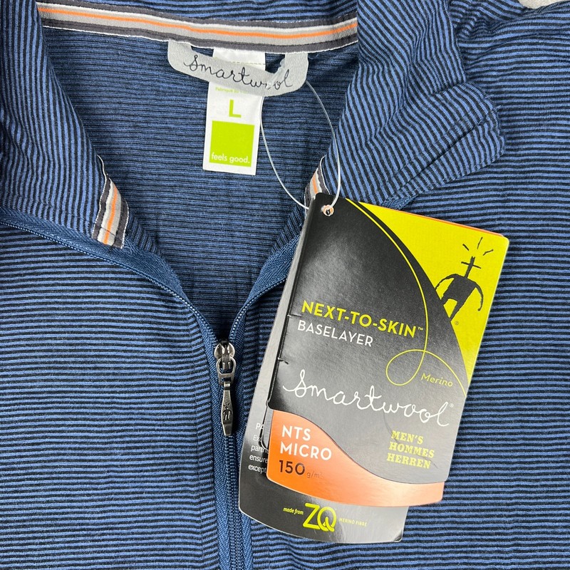NEW Smartwool NTS Micro 150 Merino Zip Pullover Baselayer Large Mens Blue Hiking gallery