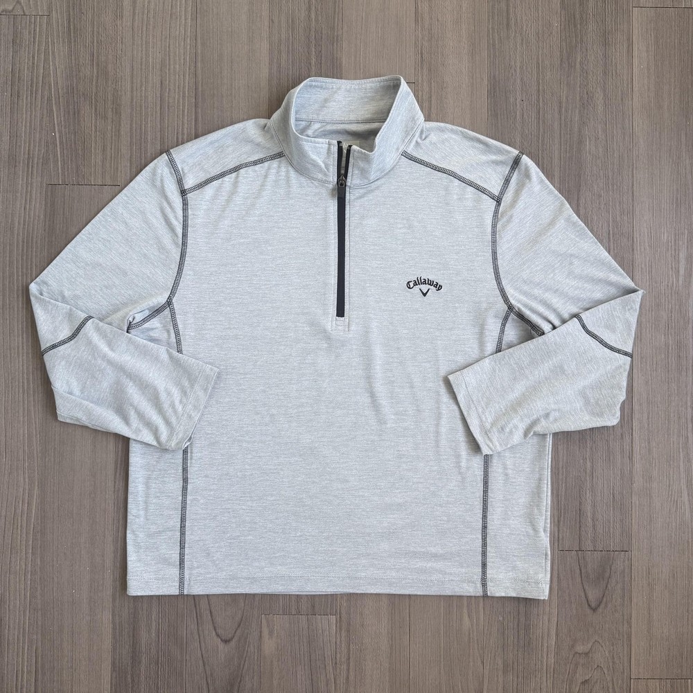 Callaway Pullover Mens Large Gray Quarter Zip Lightweight Golf Layer Top