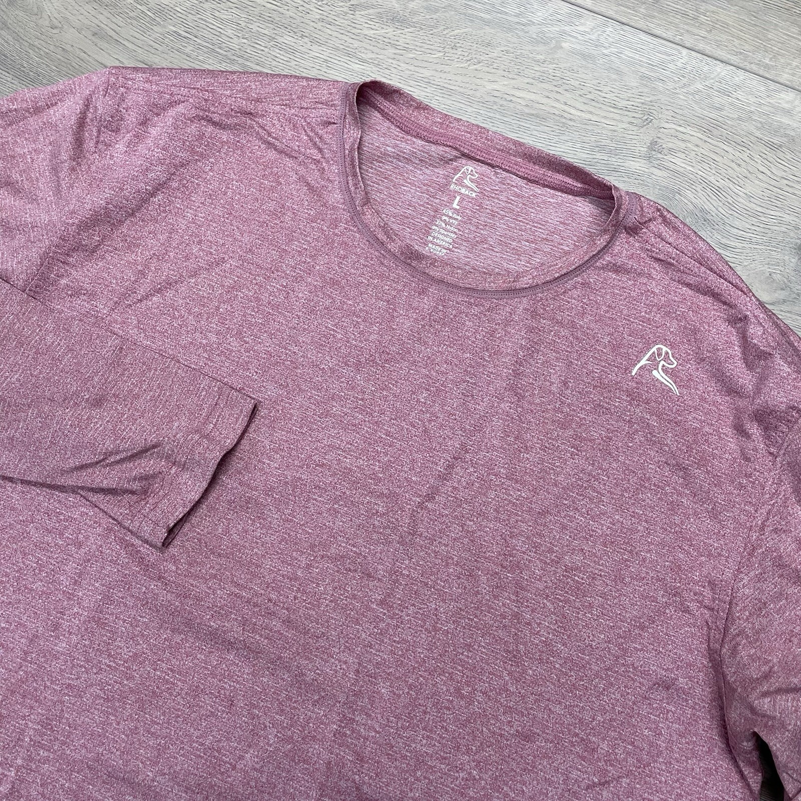Rhoback L/S Men’s Performance Crewneck Shirt Sz L Heather Plum Athletic Gym gallery