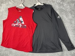 Adidas Shirts Mens 2XL Lot Of 2 Red USA Flag Tee Black COLD.RDY Performance Top