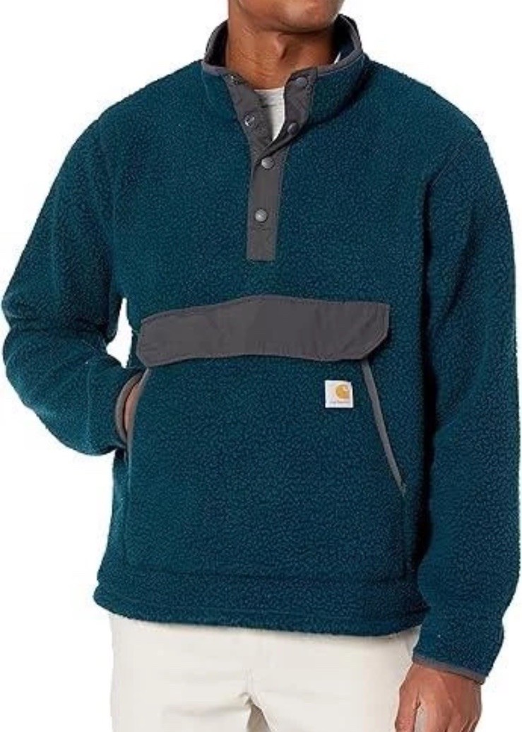 NWT Carhartt Tall Jacket Fleece Pullover Relaxed Fit Sherpa Workwear Pockets LT gallery