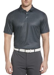 PGA TOUR Check Print Polo Golf Shirt Caviar Black, Size-XL