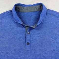 Lululemon Tech Polo Shirt Men’s Large Blue Short Sleeve Performance Logo*