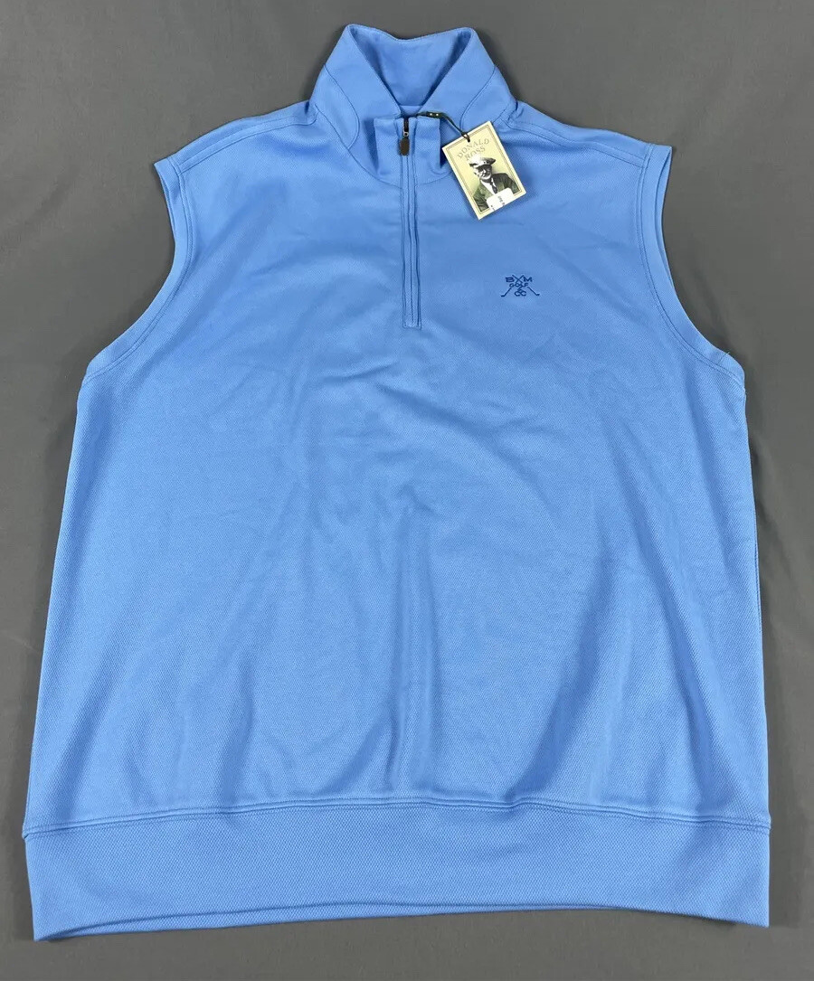 Donald Ross Golf Vest Chest Logo 1/4 Zip Medium Blue NWT MSRP $145 gallery