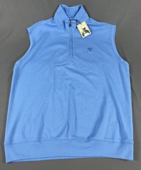 Donald Ross Golf Vest Chest Logo 1/4 Zip Medium Blue NWT MSRP $145