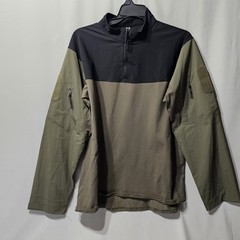 Army Type Pullover With Area For Patches Mens 2xl Fitted Black/Green 1/4 Zip