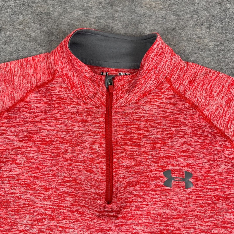 Under Armour HeatGear 1/4 Zip Pullover Shirt Loose Red Mens Medium M gallery