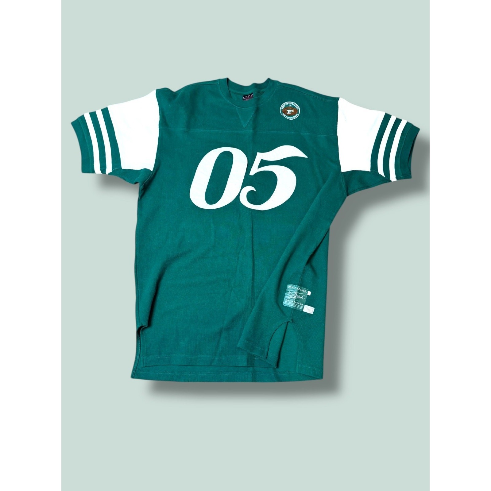 Vintage FUBU The Throwback Collection Pullover Jersey Sweater Sz XL Green White gallery