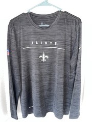 New Orleans Saints Shirt Mens Med Gray Nike NFL Dri-FIT Long Sleeve Athletic Top