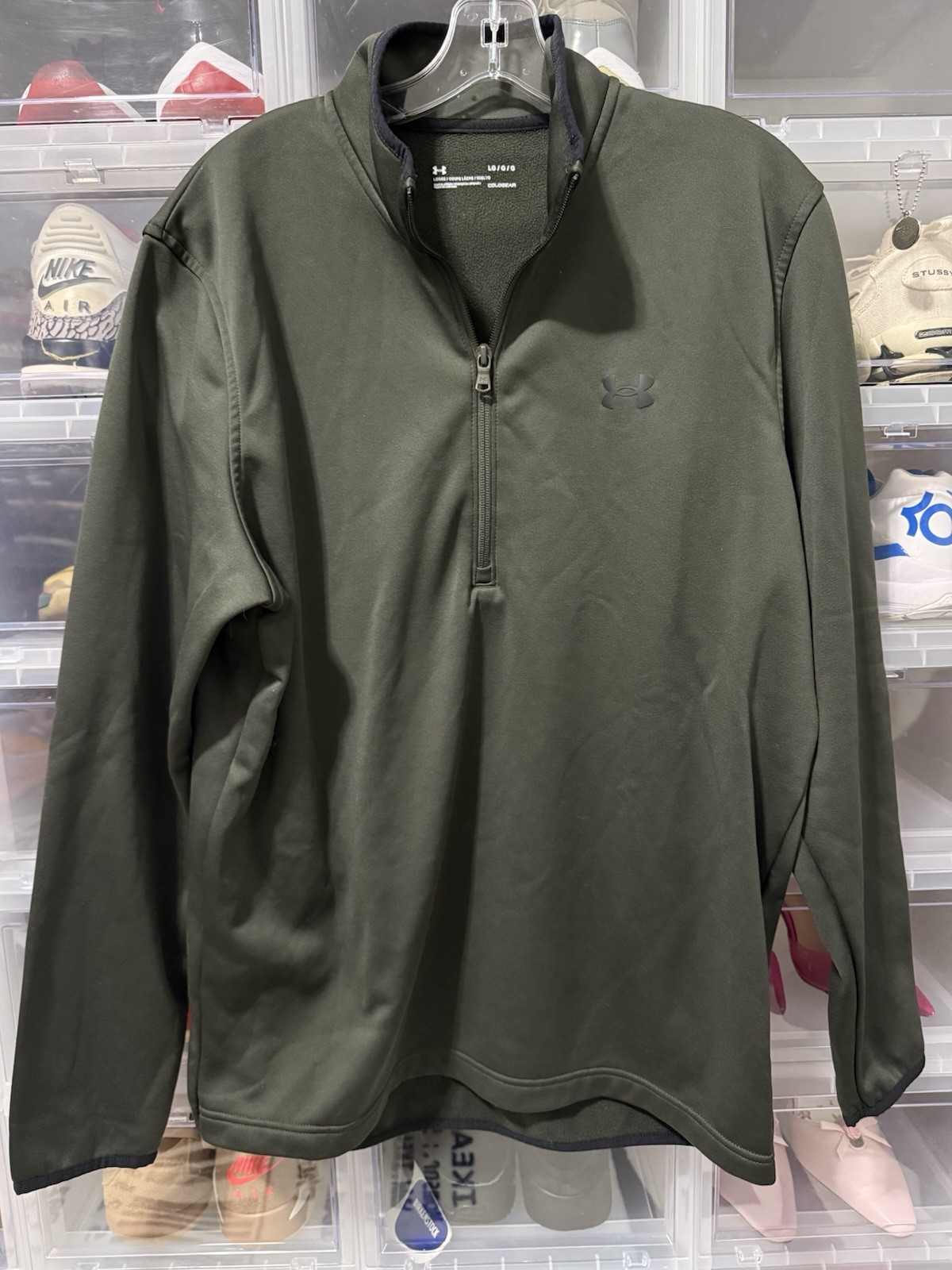Under Armour 1/4 Zip Pullover Fleece Loose Fit Mens M Coldgear Marine OD Green gallery