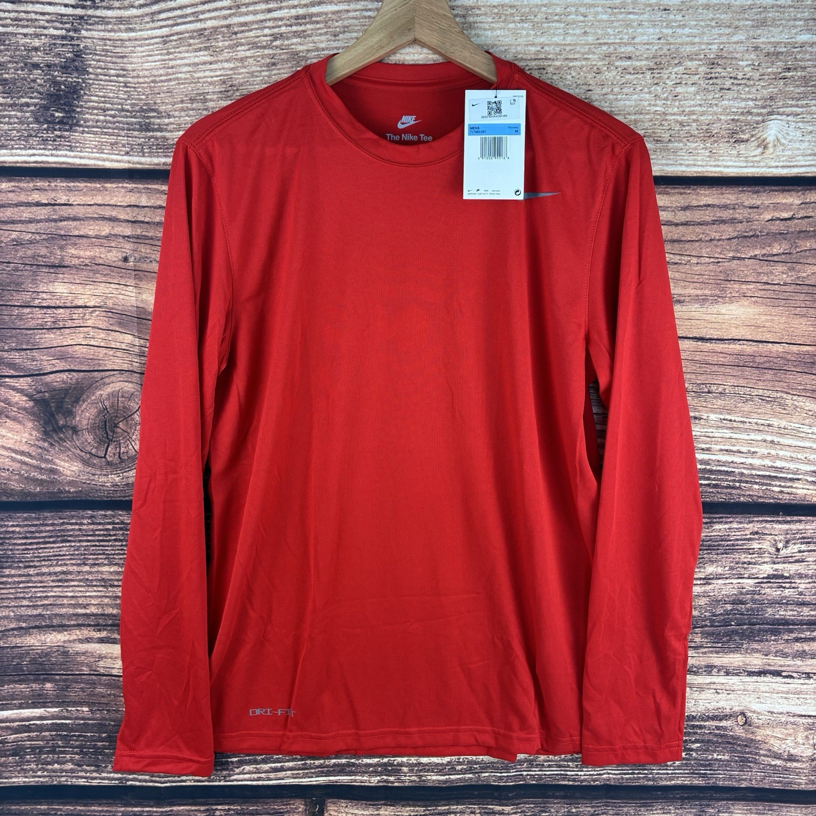 Nike Dri-Fit Men M Long Sleeve Shirt Red Legend Training Tee 727980-657 NWT gallery