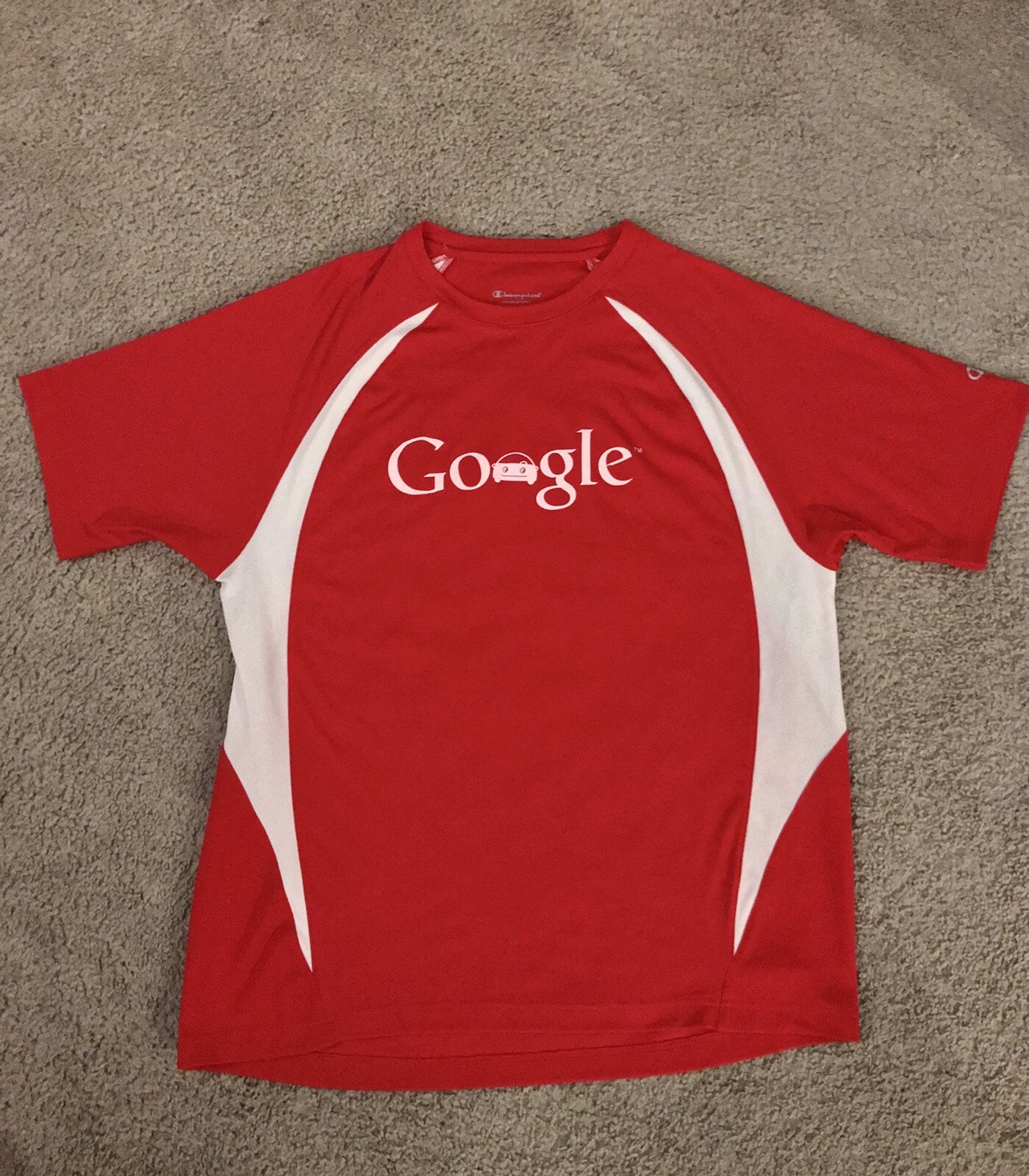 Vintage 90’s GOOGLE LOGO Shirt Activewear Top (L) Red Crew Neck gallery