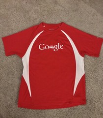 Vintage 90’s GOOGLE LOGO Shirt Activewear Top (L) Red Crew Neck