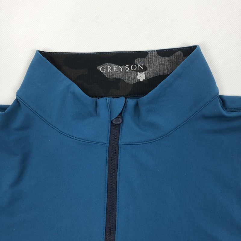 GREYSON Men's Wolf Logo Activewear Quarter Zip Pullover Shirt Size M Teal Blue gallery