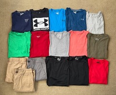 Men’s Summer Shirts and Shorts Size Large Under Armour Adidas Urban Mens