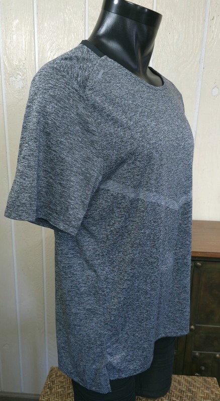 NikeRunning Navy Blue/ Gray Heather Reflective Activewear S/s Shirt Top Sz L gallery