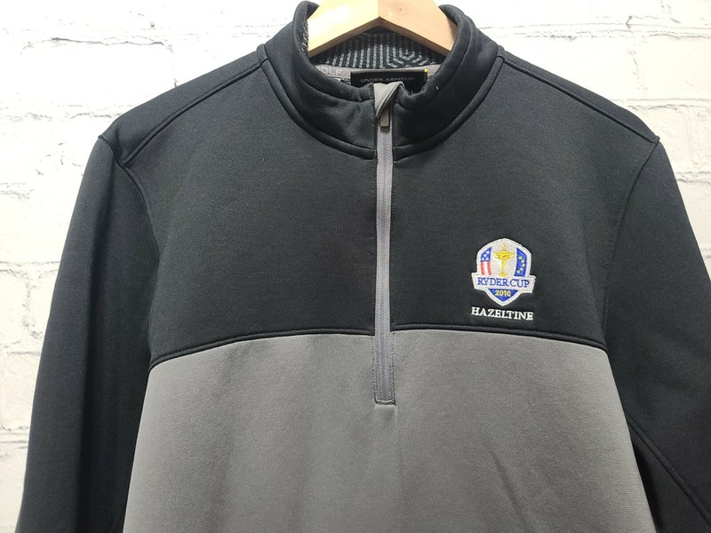 Under Armour Men's Gray Black Storm1 1/4 Zip Cold Gear Medium Pullover C5 gallery