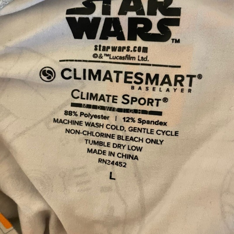 Climatesmart Baselayer Starwars Millennium Falcon Cold Weather Shirt Size L gallery