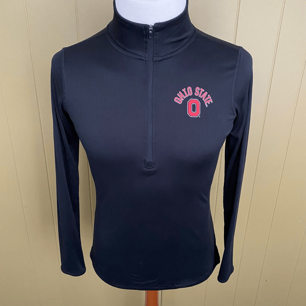 Scarlet & grey Ohio State men L quarter zip lightweight pullover black
