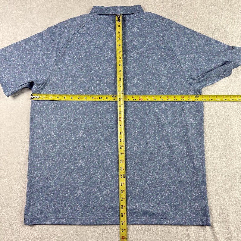 Callaway Swing Tech Polo Shirt Opti Dri Mens XL Blue All Over Print Golf Clubs gallery