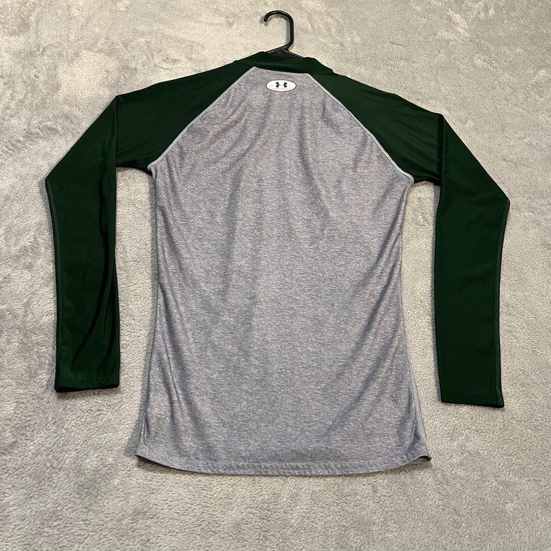 Under Armour Shirt Mens Large Gray Green Long Sleeve Mock Neck Athletic Heatgear gallery
