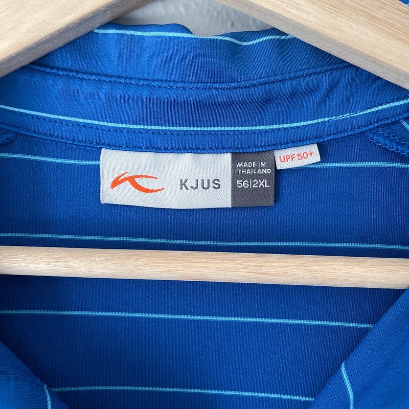 KJUS Soren Polo Shirt Men's 56 2XL Blue Big Stripes Golf Active Short Sleeve UPF gallery