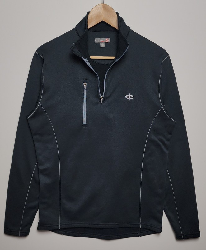 Peter Millar Element 4 Warmth 1/4 Zip Pullover Men's Small Black Fleece Lined gallery