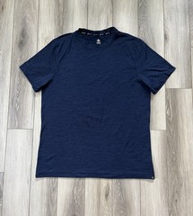 Gaiam Blue Workout T-Shirt Mens Sz L Yoga Gym Athletic Soft Stretch Short Sleeve