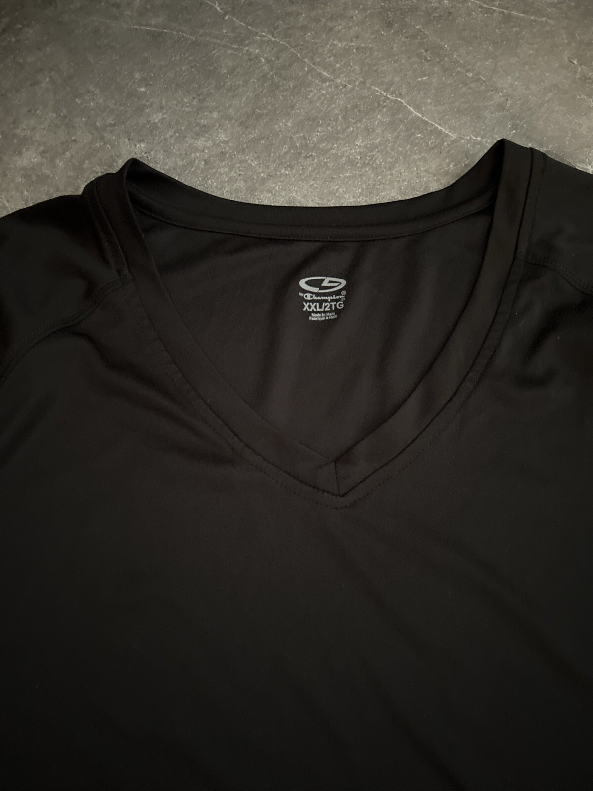 Champion Performance Tee Shirt 2XL Black Logo Short Sleeve V Neck gallery