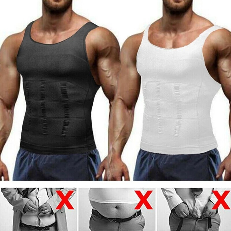 Men Compression Shirt Slimming Body Shaper Vest Tummy Control Shapewear Tops NCW gallery