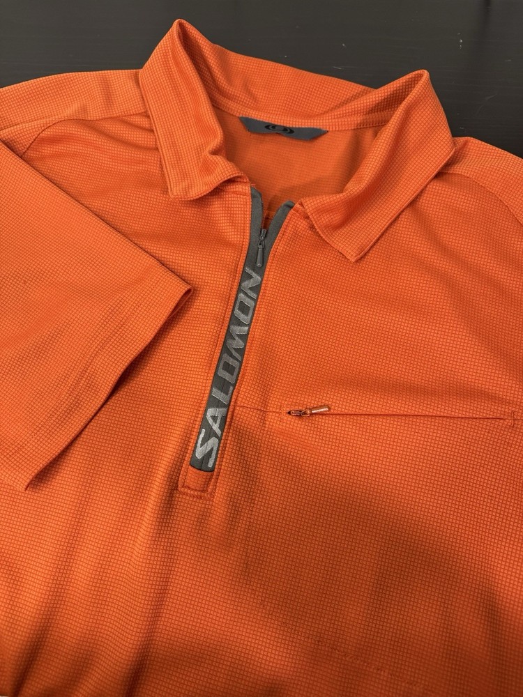 Vintage 2005 Salomon 1/4 Zip Collared Shirt Orange Size L Gorpcore Motomesh Y2K