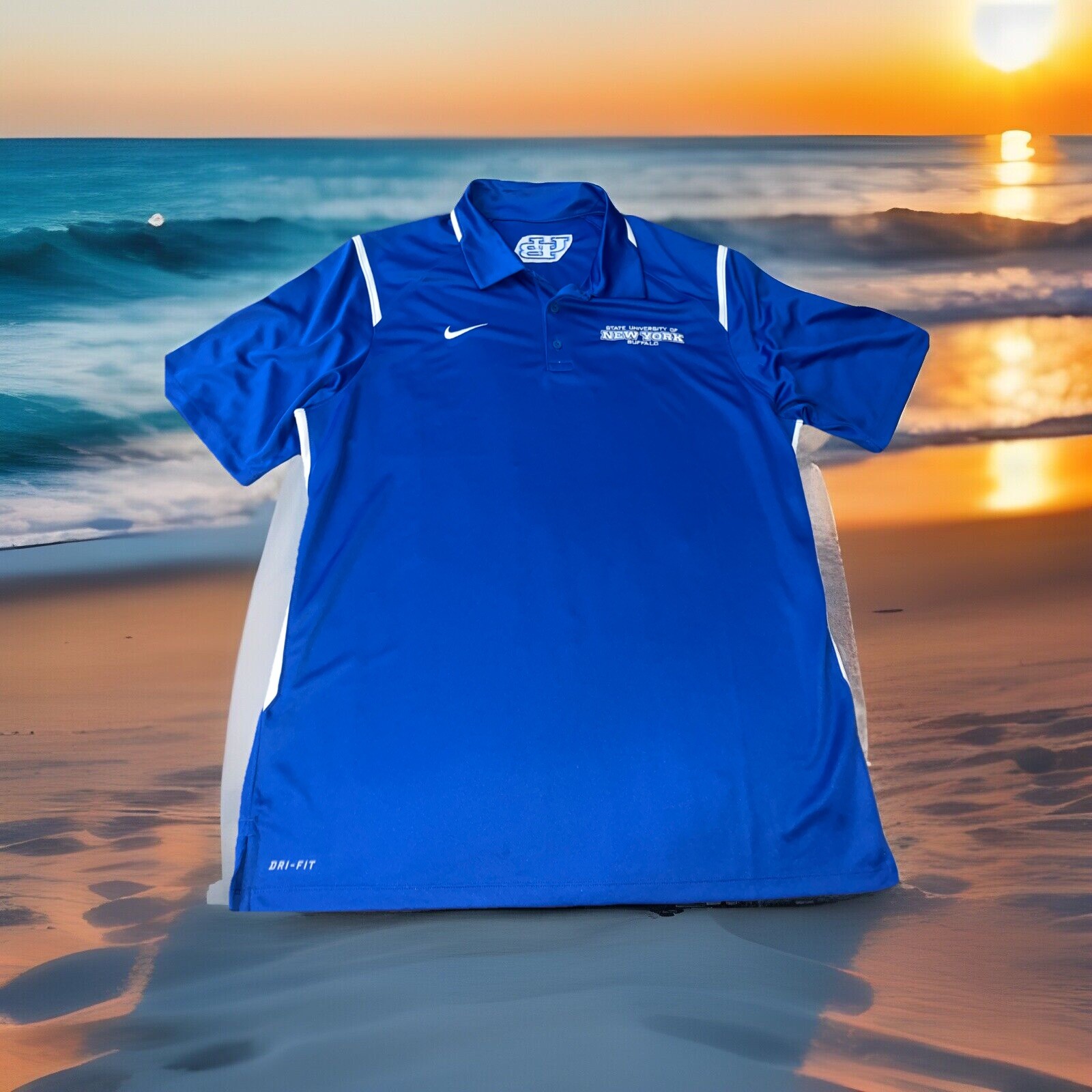 Brand New Men's Large Dri-fit Nike buffalo GameDay Polo NWT Royal Blue New York gallery