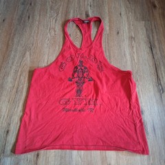 Vintage Gold’s Gym Tank Top Muscle Shirt Gray Men Size XL USA Made Racerback Y2K