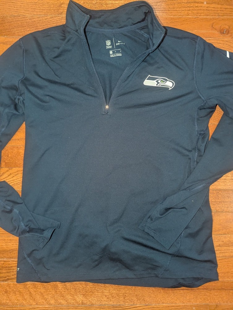 Nike Men's Seahawks Pacer Dri Fit 1/2 Zip Pullover, Navy, Medium