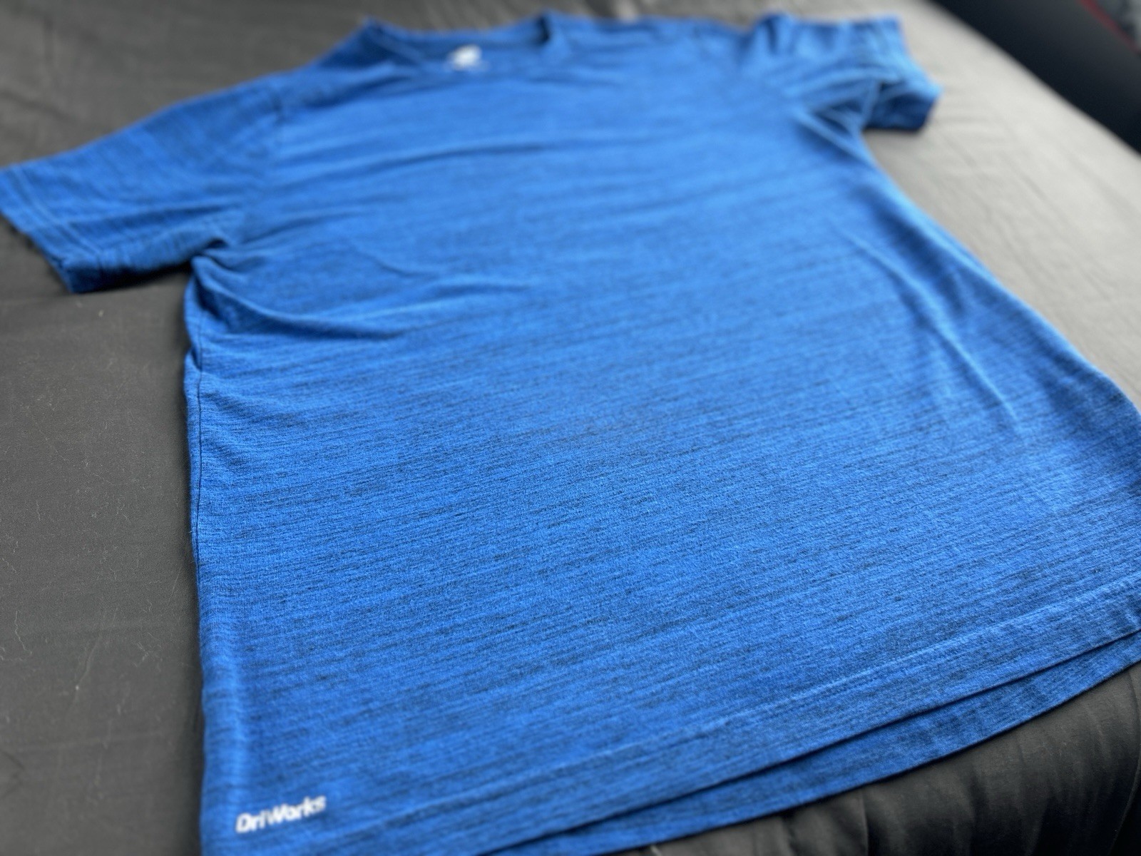 Athletic Works DriWorks Men's S Blue Solid Polyester Moisture Wicking Tee Logo gallery