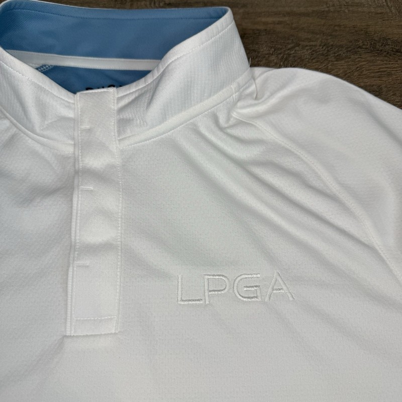 Rhone Mens Performance Mock Neck Golf Shirt Large Snap LGPA embroidered B8 gallery