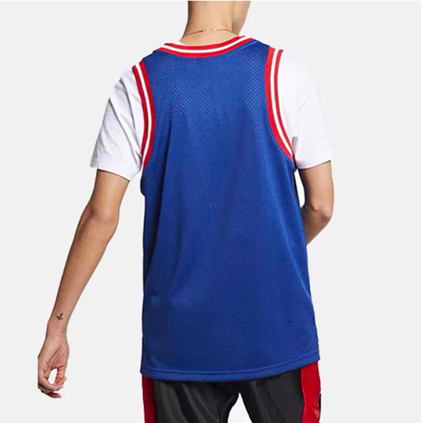 Nike Men's Size Medium Mesh Basketball Jersey Blue/Red Throwback Look Top gallery