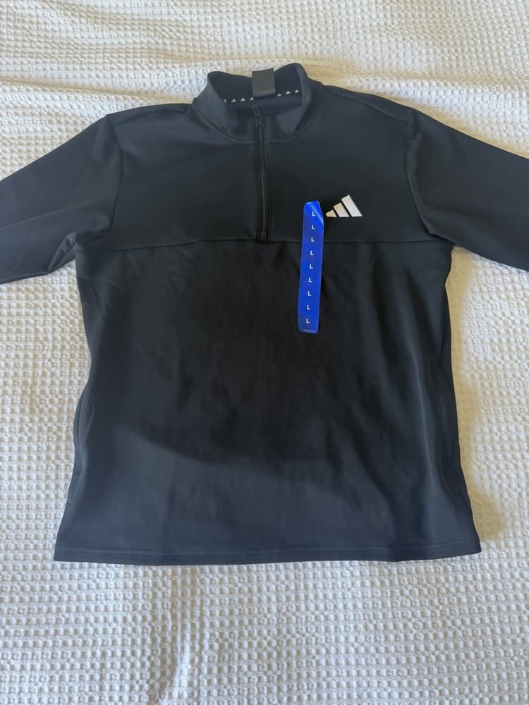 Adidas Men’s Quarter Zip Pullover Black Large | Athletic Golf Style Activewear