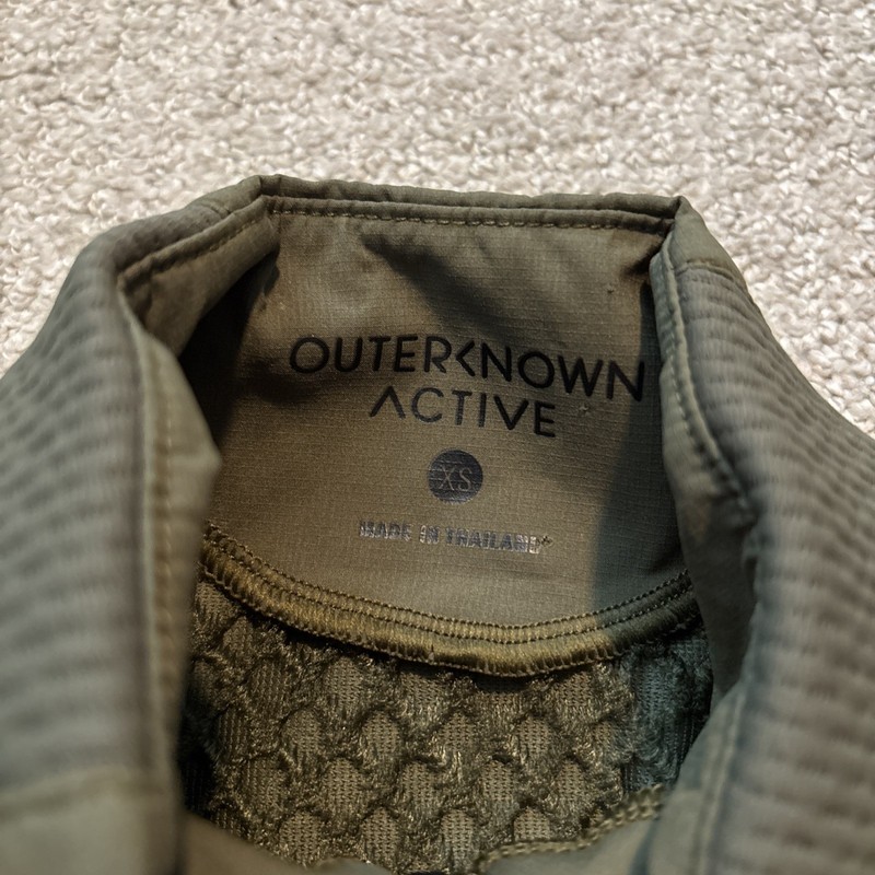 Outerknown Active 1/4 Zip Pullover Jacket Mens Sz XS Olive Green Warm Up gallery