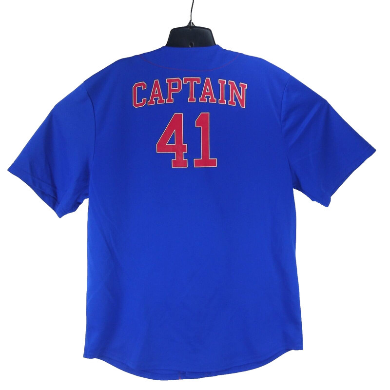 Marvel Captain America Men's Blue Size Large (42/44) Baseball Jersey #41 gallery