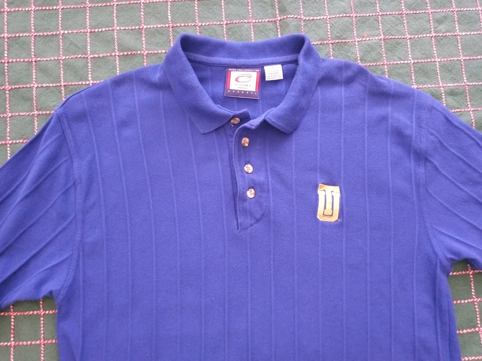 VTG Men's Large TU Blue Ribbed Knit Polo Shirt Tulsa University Sports Apparel gallery