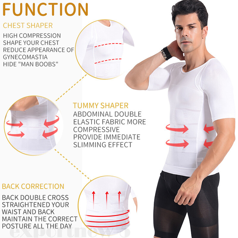 Men's Slimming Body Shaper Posture Corrector Abdomen Compression Shirt Vest Tops gallery