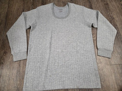 Kidley Gold Ribbed Gray Crewneck Thermal Long Sleeve Shirt Adult Medium