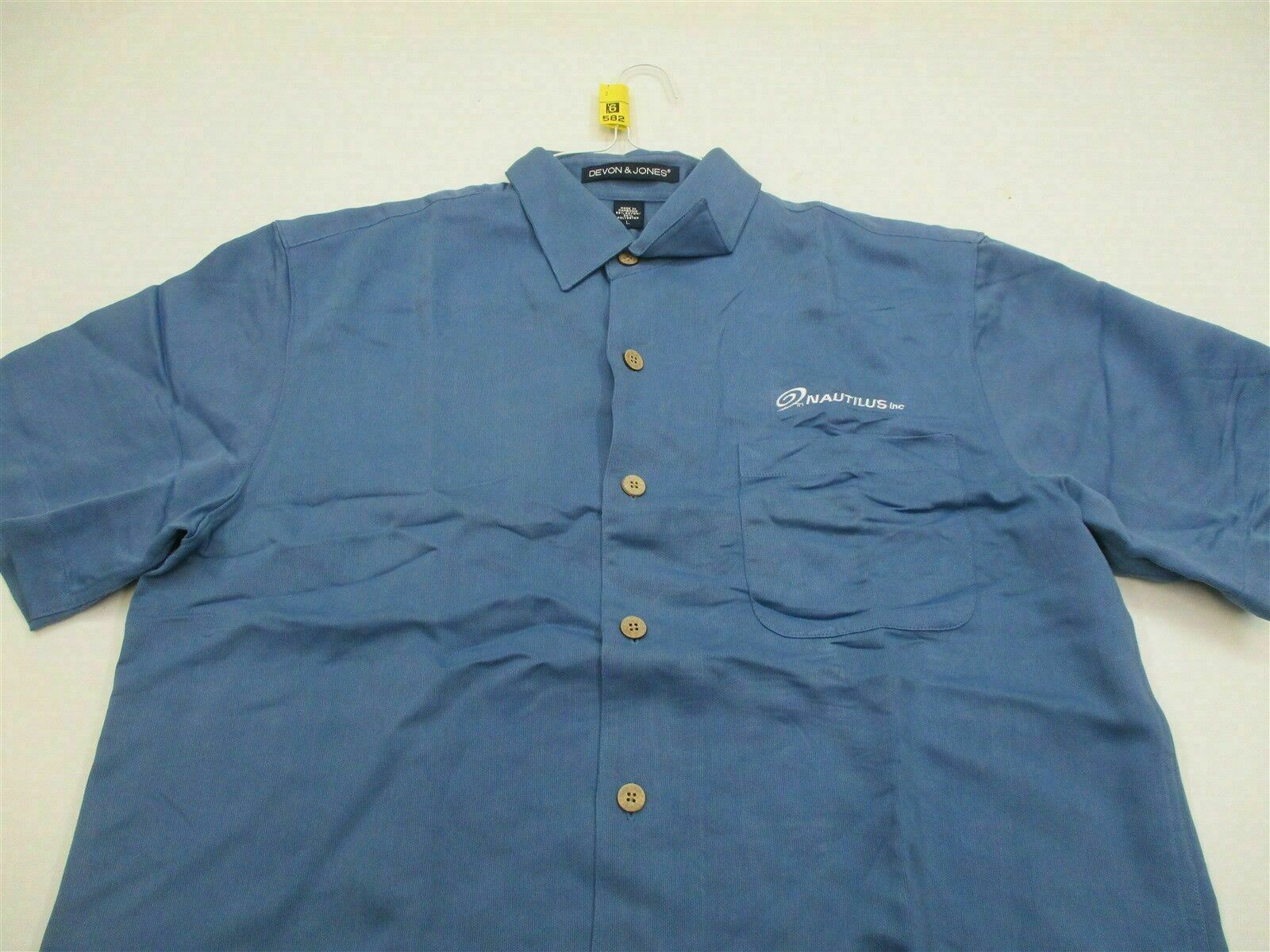 DEVON & JONES Shirt Men's Size L Button-Up NAUTILUS Blue Short Sleeve gallery