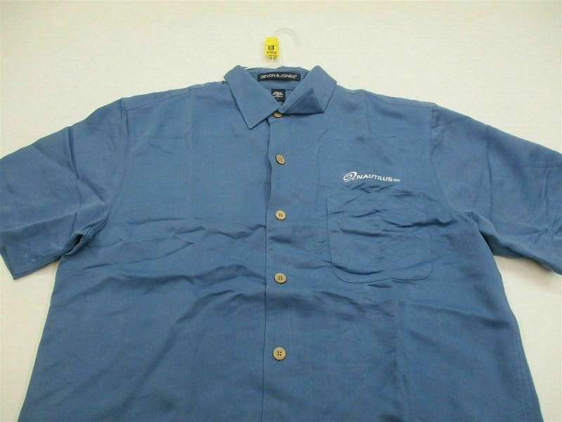 DEVON & JONES Shirt Men's Size L Button-Up NAUTILUS Blue Short Sleeve gallery
