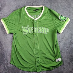 Dreamworks Shrek Jersey Mens 2XL Green Swamp #01 Baseball Button C Spot Donkey